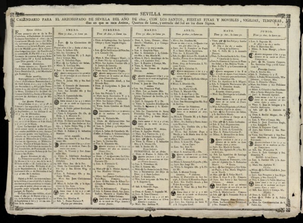 Miniatura de Almanak, o Kalendario de este año de 1801