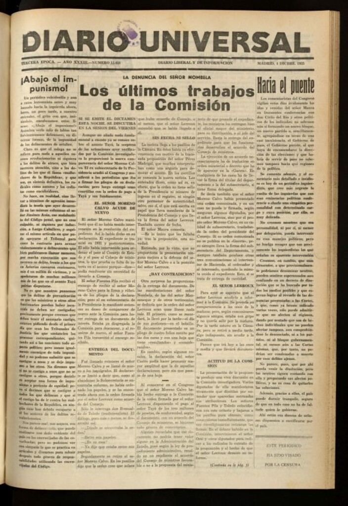 Miniatura de Diario Universal del 4 de diciembre de 1935