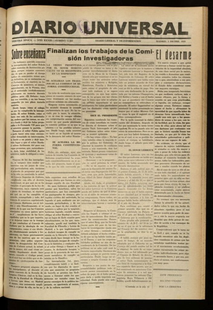 Miniatura de Diario Universal del 5 de diciembre de 1935