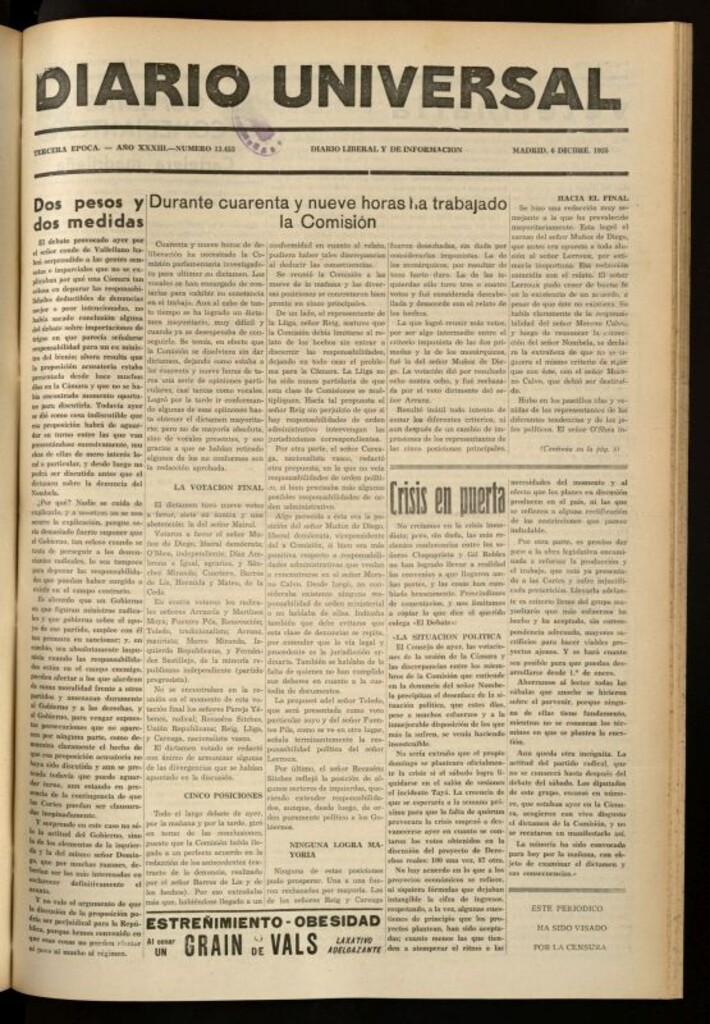 Miniatura de Diario Universal del 6 de diciembre de 1935