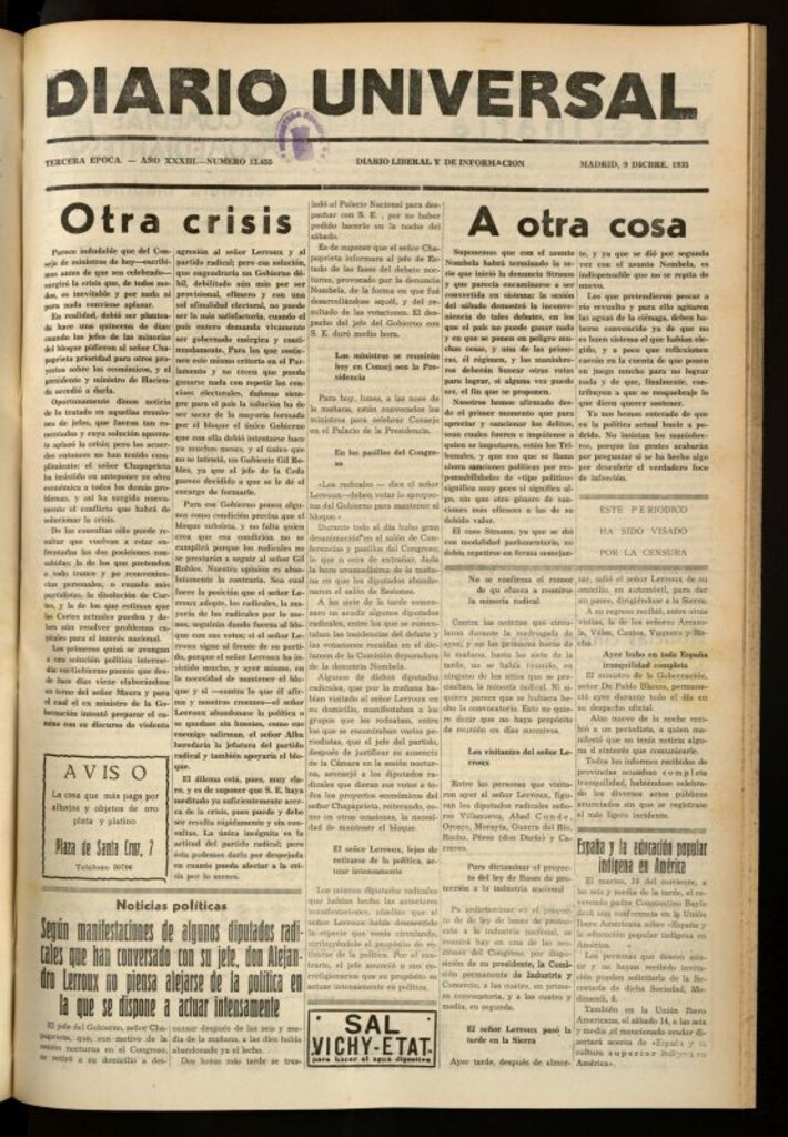 Miniatura de Diario Universal del 9 de diciembre de 1935