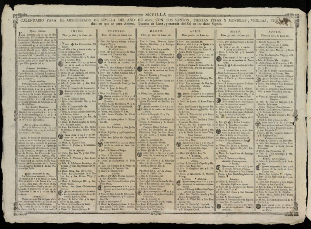 Miniatura de Almanak, o Kalendario de este año de 1802