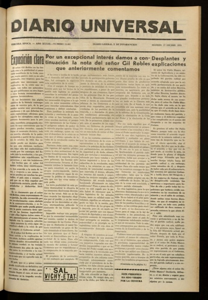 Miniatura de Diario Universal del 17 de diciembre de 1935