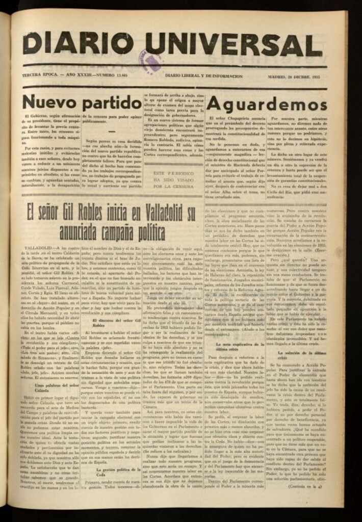 Miniatura de Diario Universal del 20 de diciembre de 1935