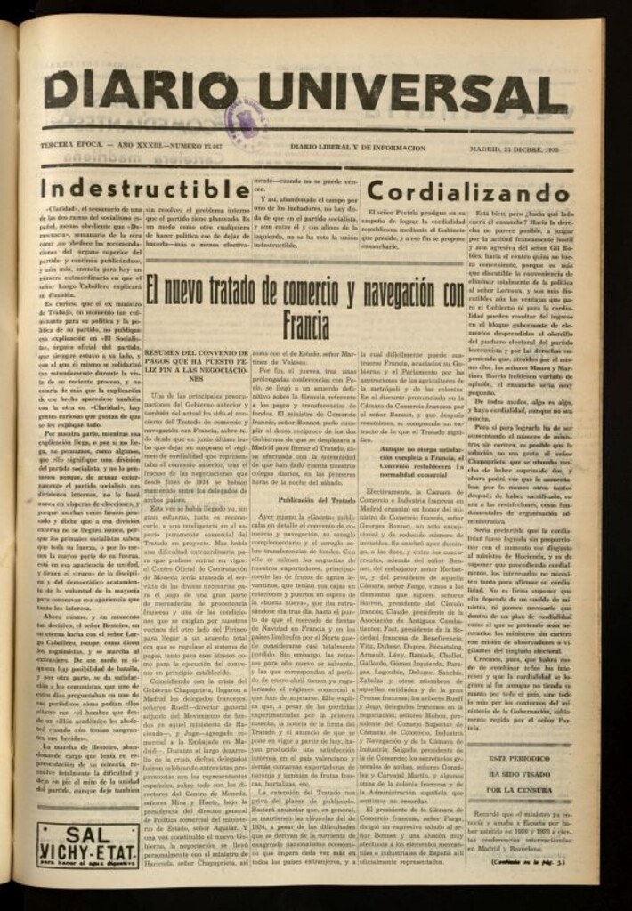 Miniatura de Diario Universal del 23 de diciembre de 1935