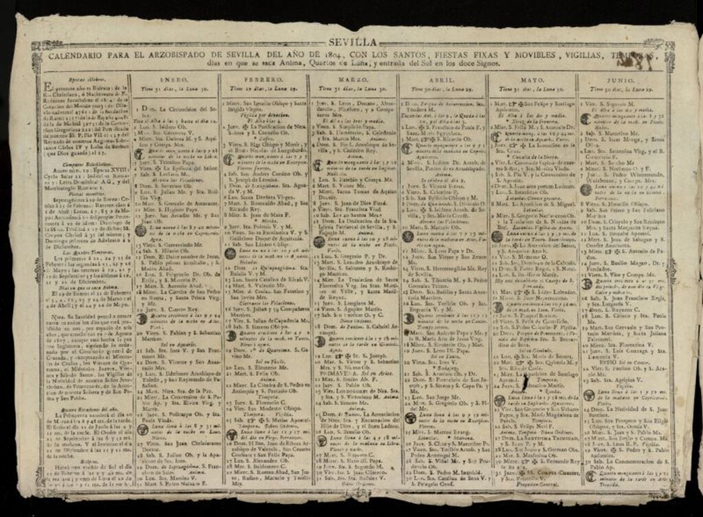Miniatura de Almanak, o Kalendario de este año de 1804
