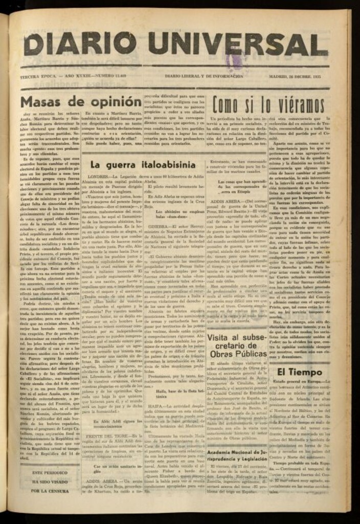 Miniatura de Diario Universal del 26 de diciembre de 1935