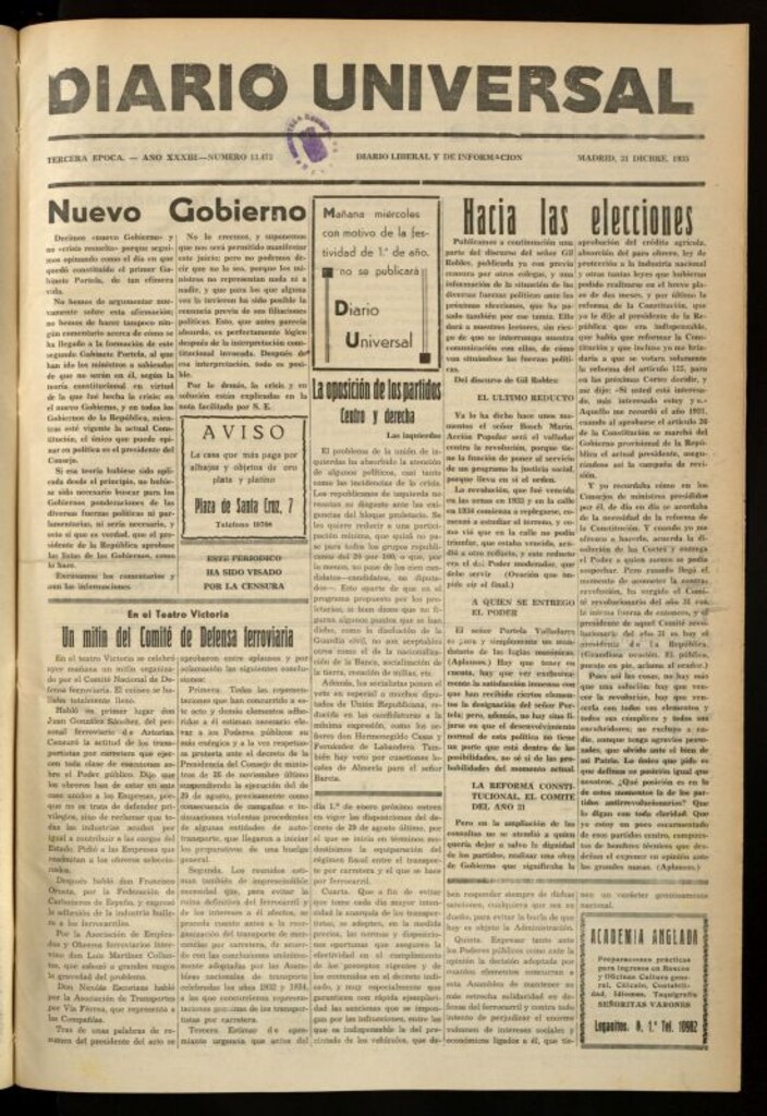 Miniatura de Diario Universal del 31 de diciembre de 1935