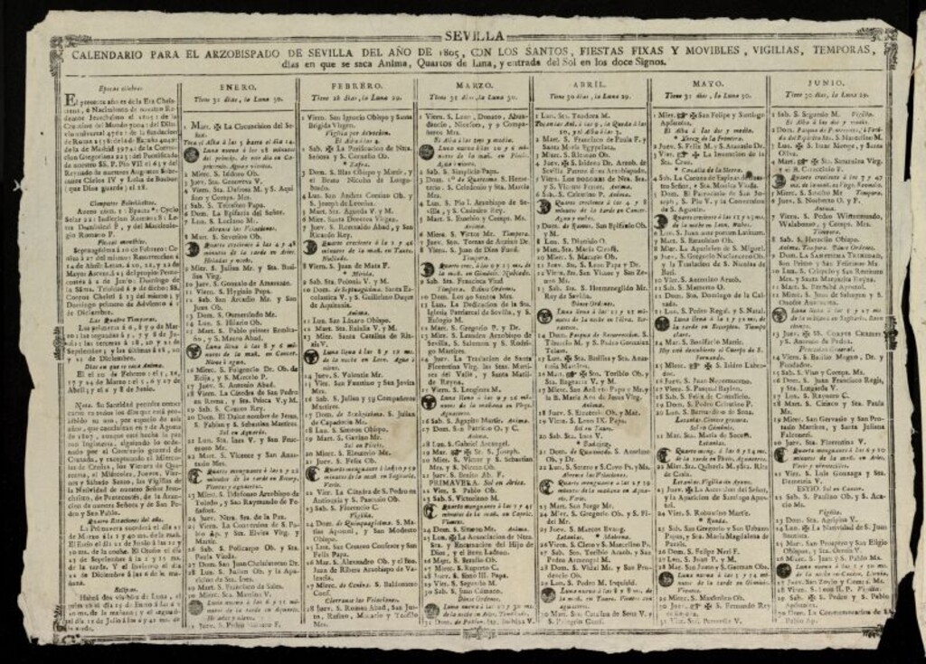 Miniatura de Almanak, o Kalendario de este año de 1805