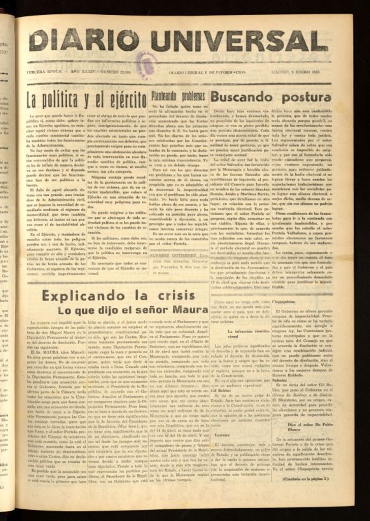 Miniatura de Diario Universal del 9 de enero de 1936