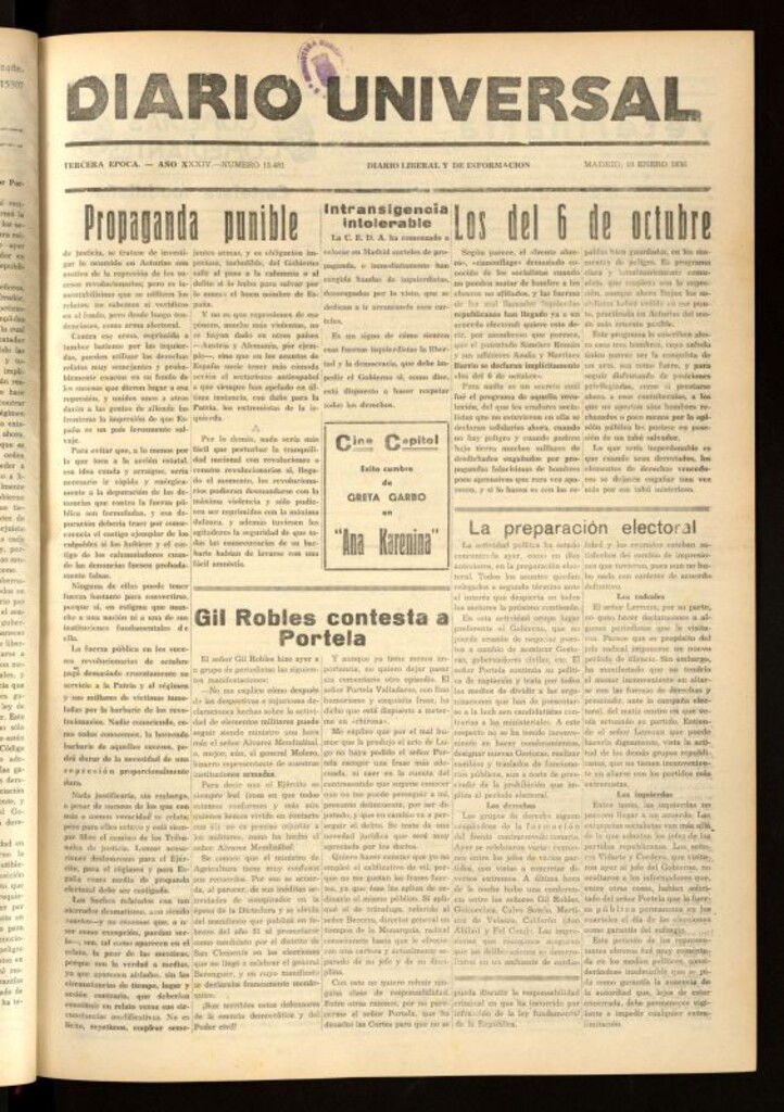 Miniatura de Diario Universal del 10 de enero de 1936