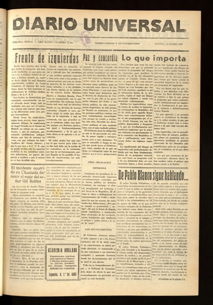 Miniatura de Diario Universal del 11 de enero de 1936