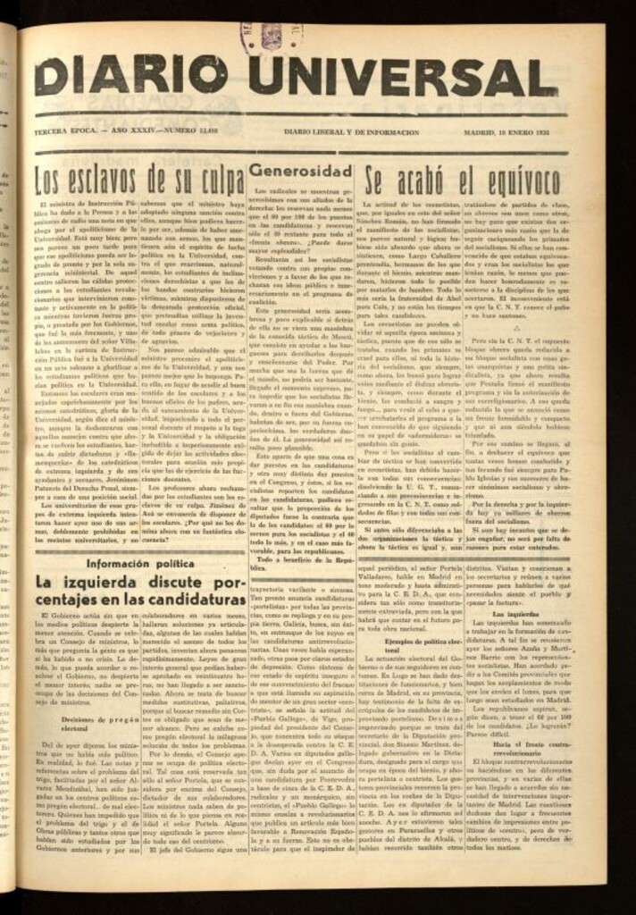 Miniatura de Diario Universal del 18 de enero de 1936