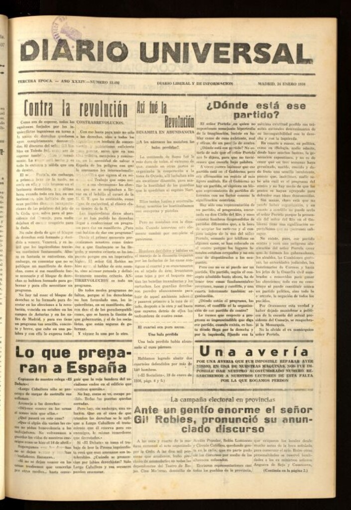 Miniatura de Diario Universal del 24 de enero de 1936