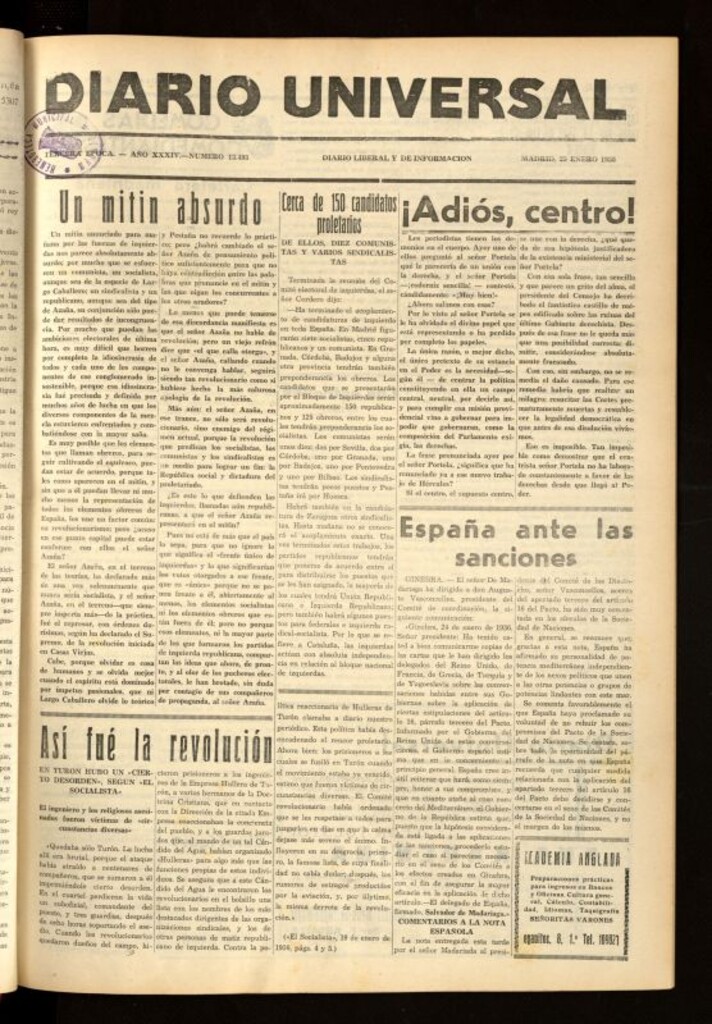 Miniatura de Diario Universal del 25 de enero de 1936