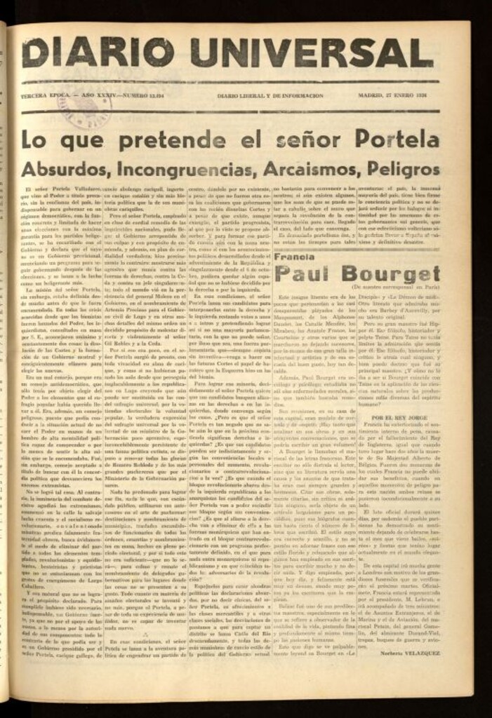 Miniatura de Diario Universal del 27 de enero de 1936