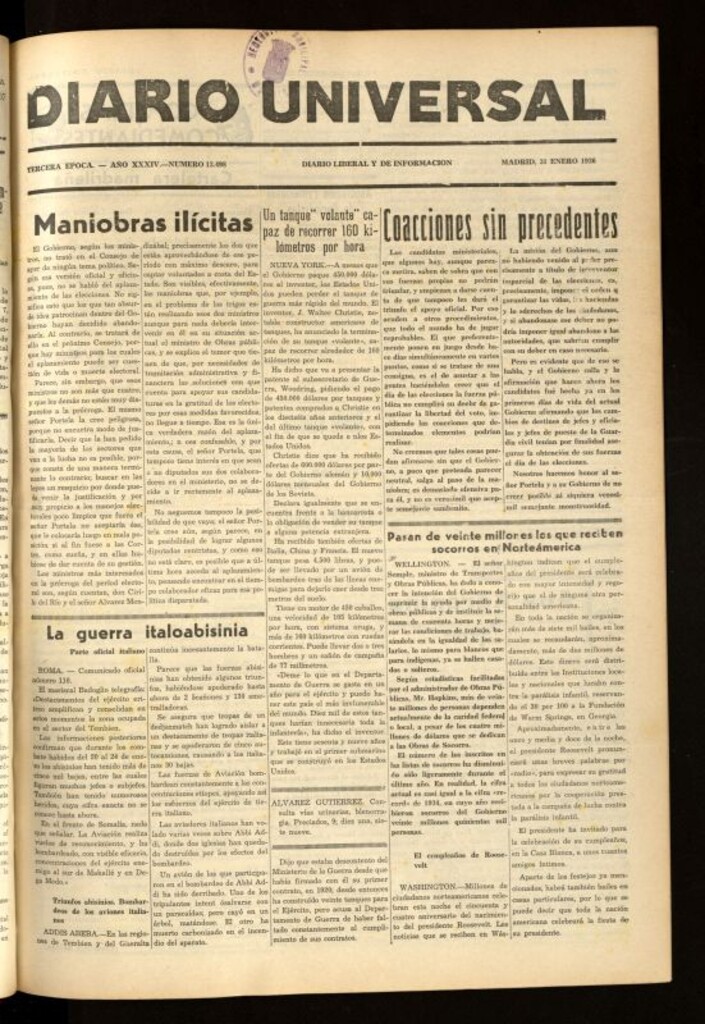 Miniatura de Diario Universal del 31 de enero de 1936