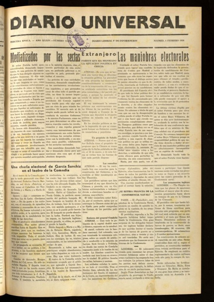 Miniatura de Diario Universal del 4 de febrero de 1936