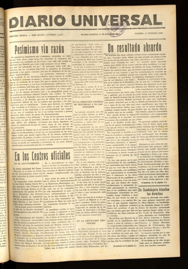 Miniatura de Diario Universal del 17 de febrero de 1936