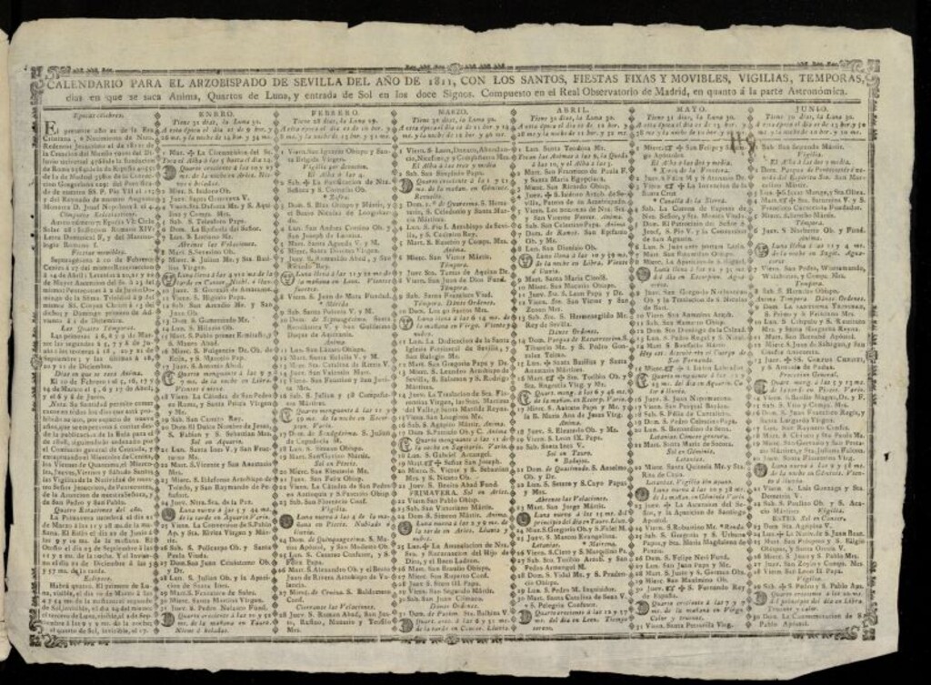 Miniatura de Almanak, o Kalendario de este año de 1811