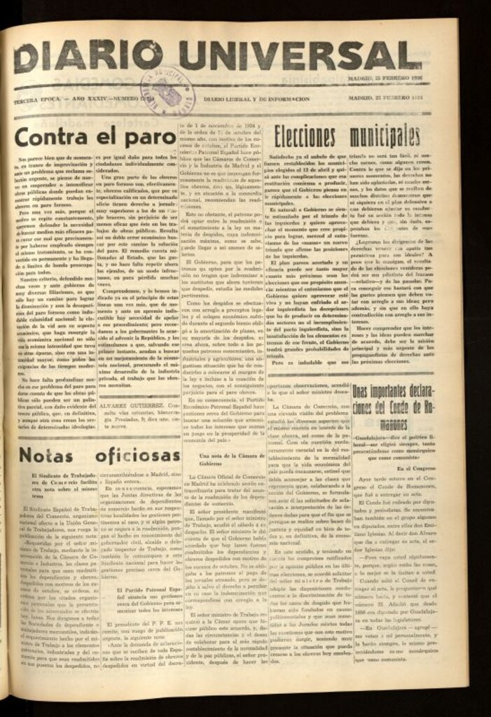 Miniatura de Diario Universal del 25 de febrero de 1936