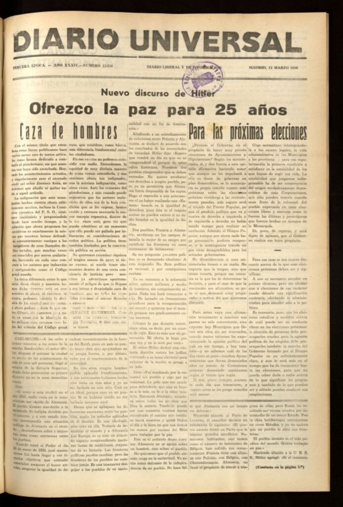 Miniatura de Diario Universal del 13 de marzo de 1936