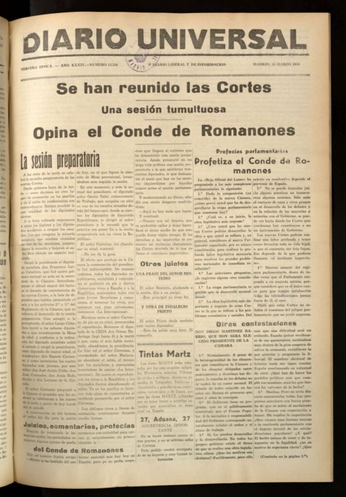 Miniatura de Diario Universal del 16 de marzo de 1936