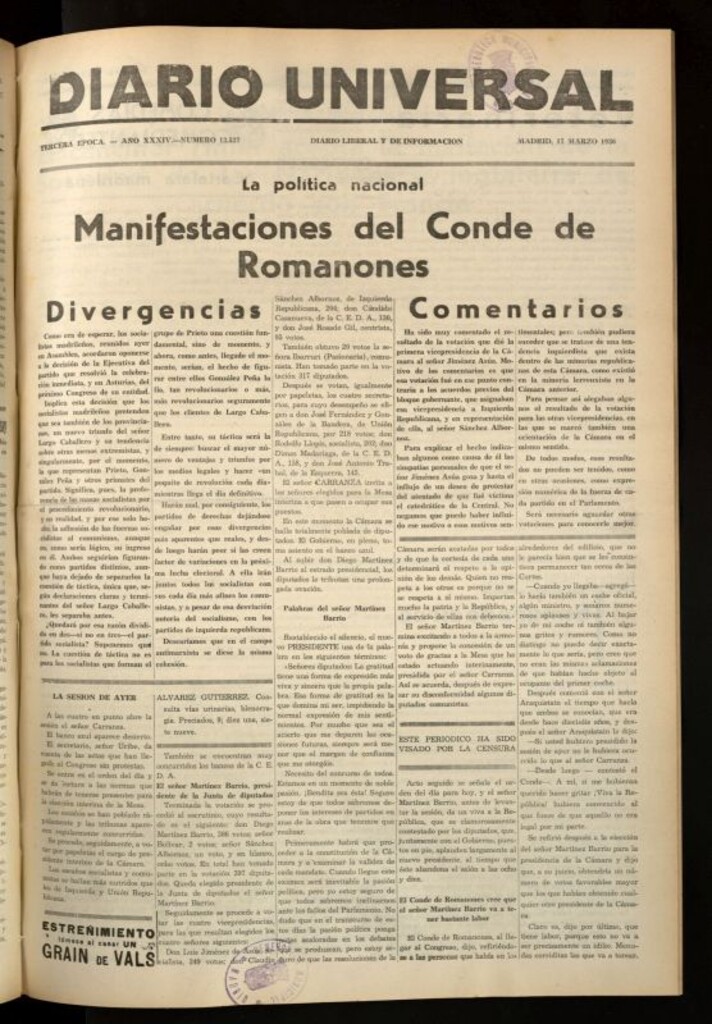 Miniatura de Diario Universal del 17 de marzo de 1936