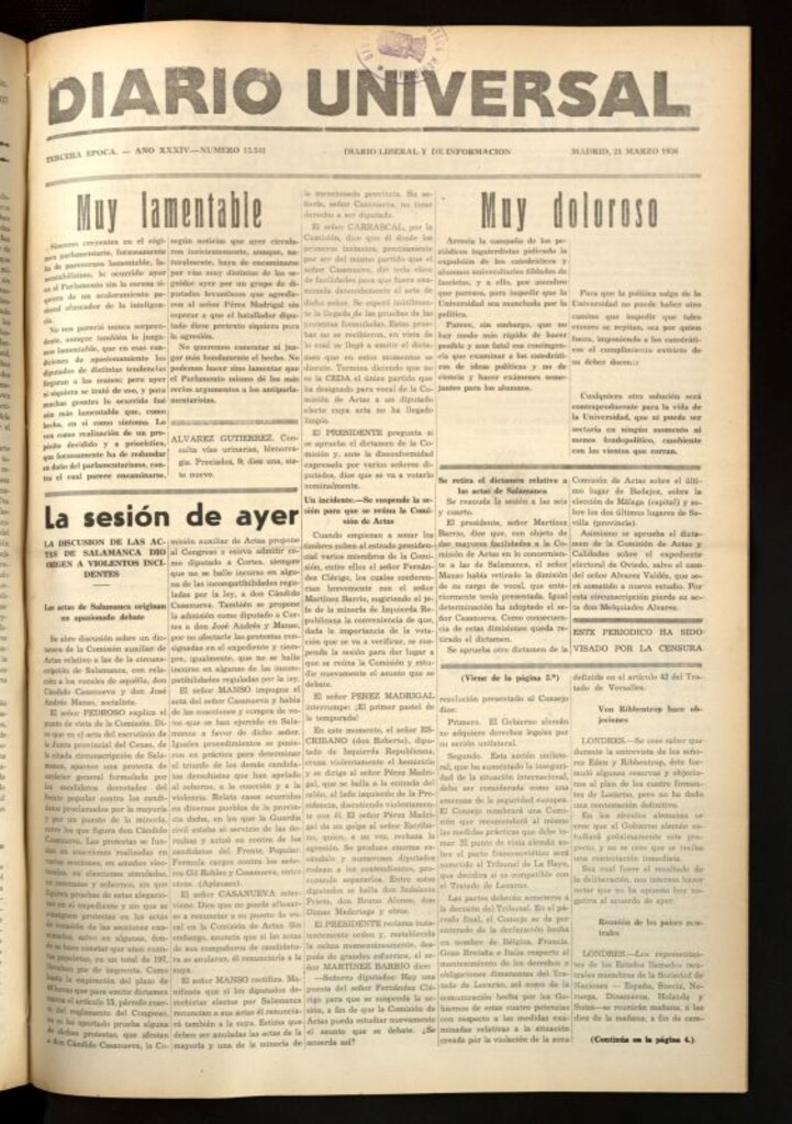 Miniatura de Diario Universal del 21 de marzo de 1936