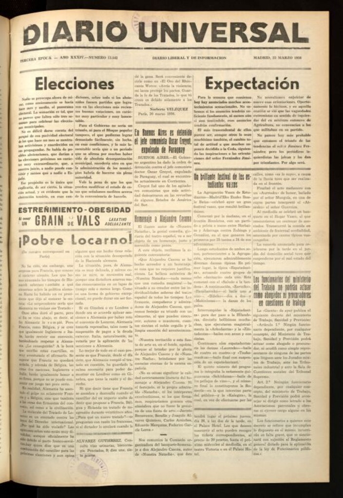 Miniatura de Diario Universal del 23 de marzo de 1936