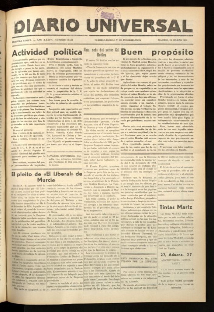 Miniatura de Diario Universal del 24 de marzo de 1936