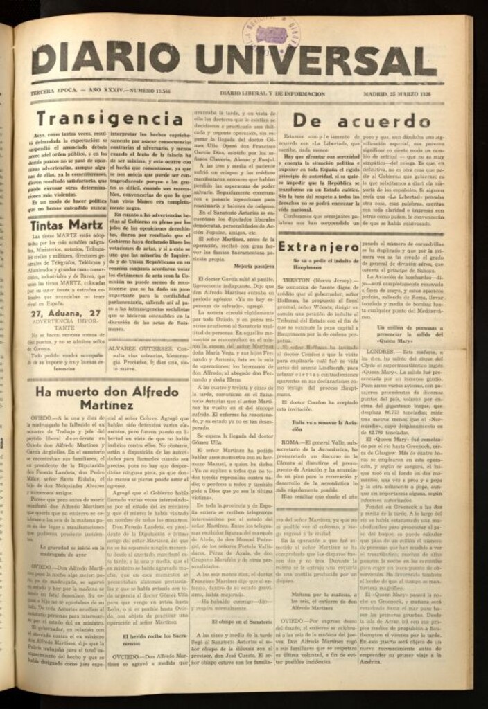 Miniatura de Diario Universal del 25 de marzo de 1936
