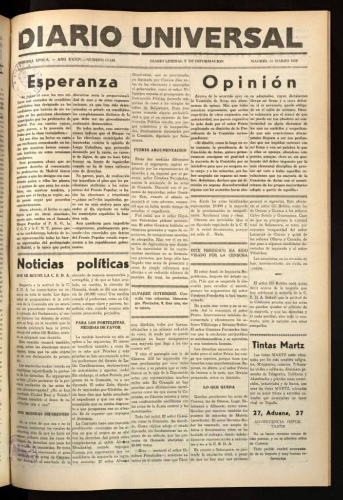 Miniatura de Diario Universal del 31 de marzo de 1936