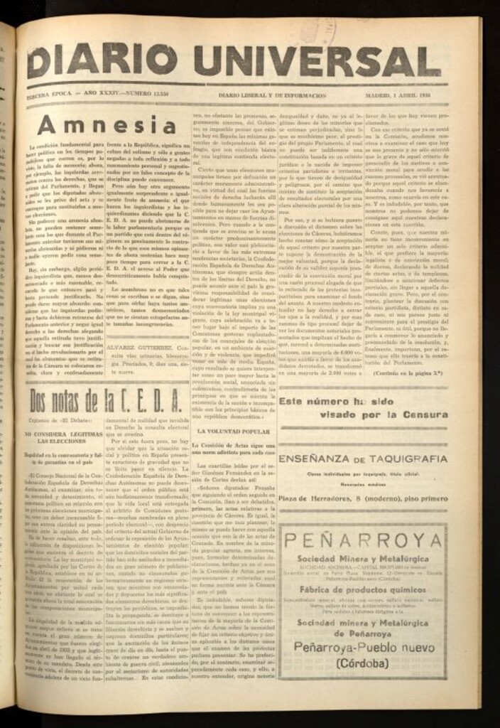Miniatura de Diario Universal del 1 de abril de 1936