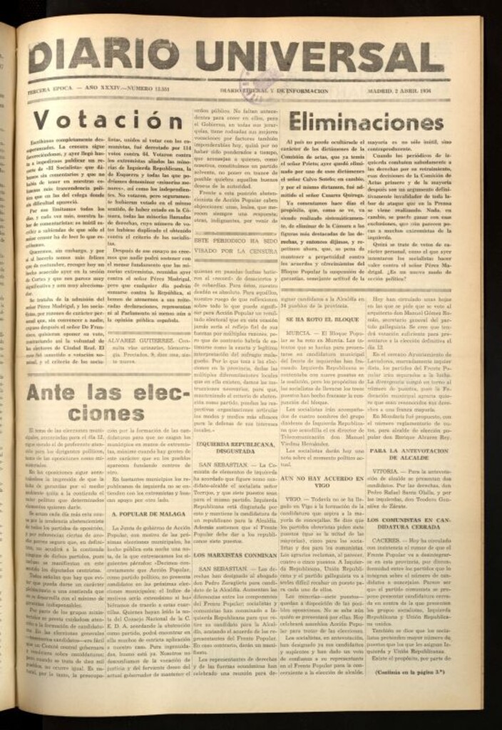 Miniatura de Diario Universal del 2 de abril de 1936