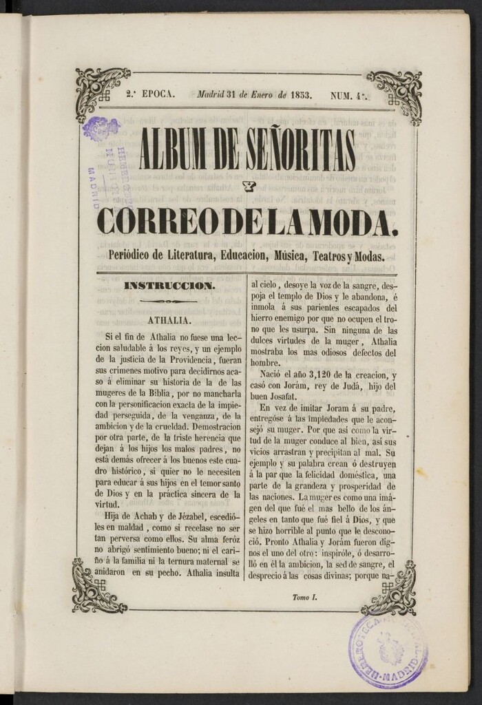 Miniatura de Album de señoritas y correo de la moda del 31 de enero de 1853, nº 4