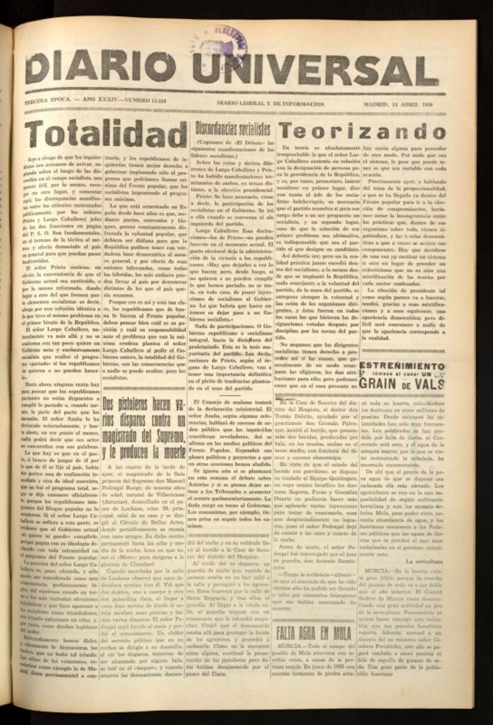 Miniatura de Diario Universal del 14 de abril de 1936