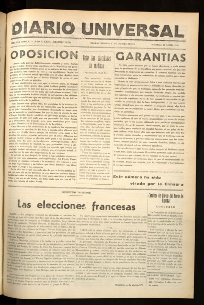 Miniatura de Diario Universal del 25 de abril de 1936