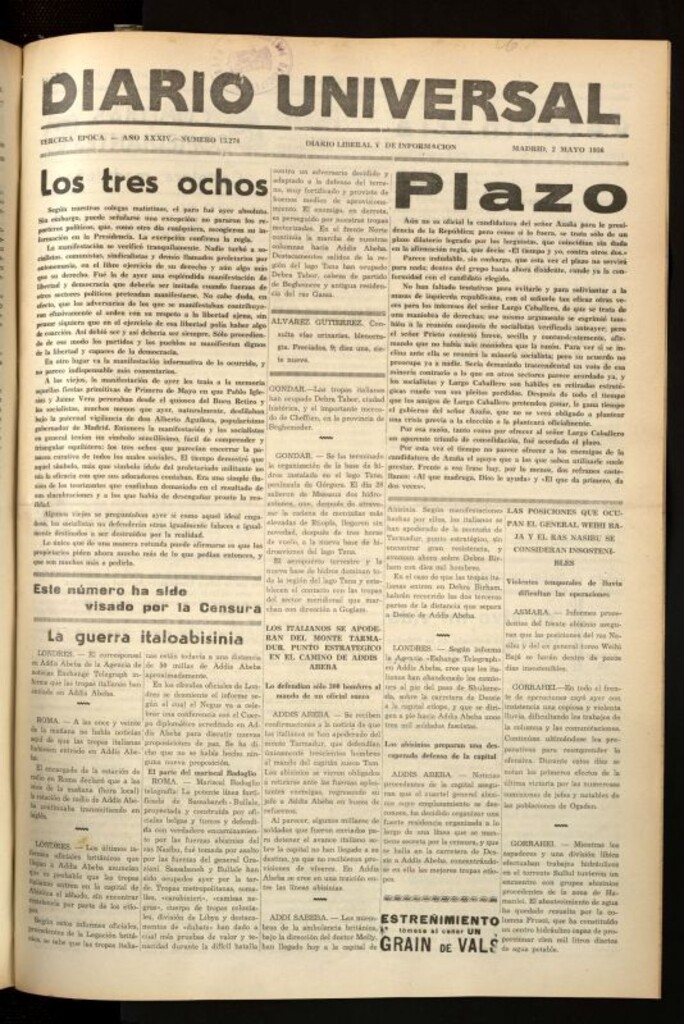 Miniatura de Diario Universal del 2 de mayo de 1936