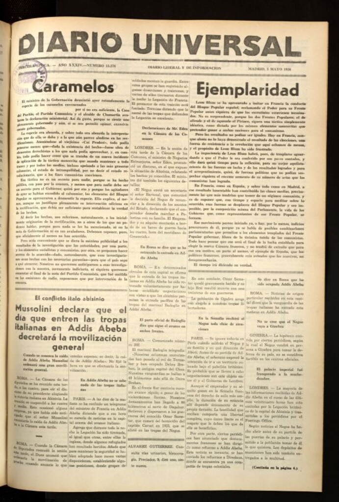 Miniatura de Diario Universal del 5 de mayo de 1936