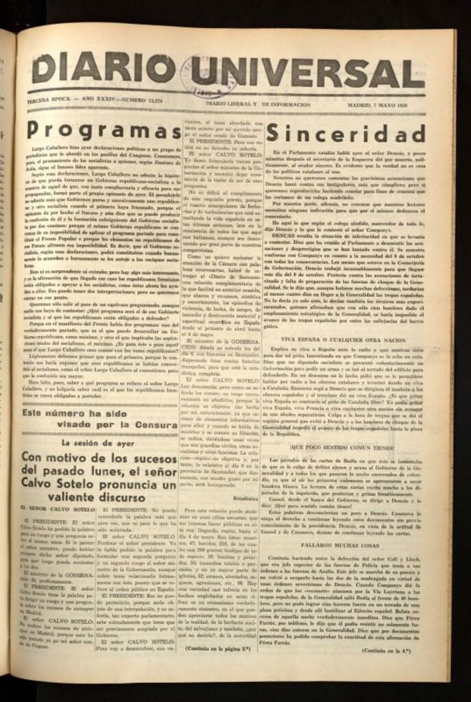 Miniatura de Diario Universal del 7 de mayo de 1936