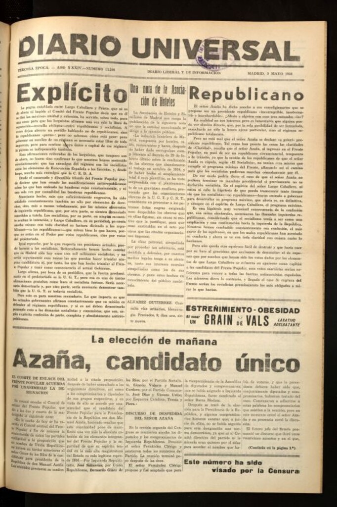 Miniatura de Diario Universal del 9 de mayo de 1936