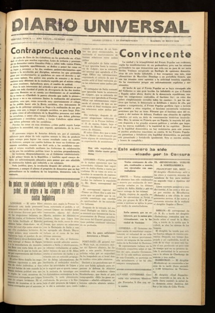 Miniatura de Diario Universal del 19 de mayo de 1936