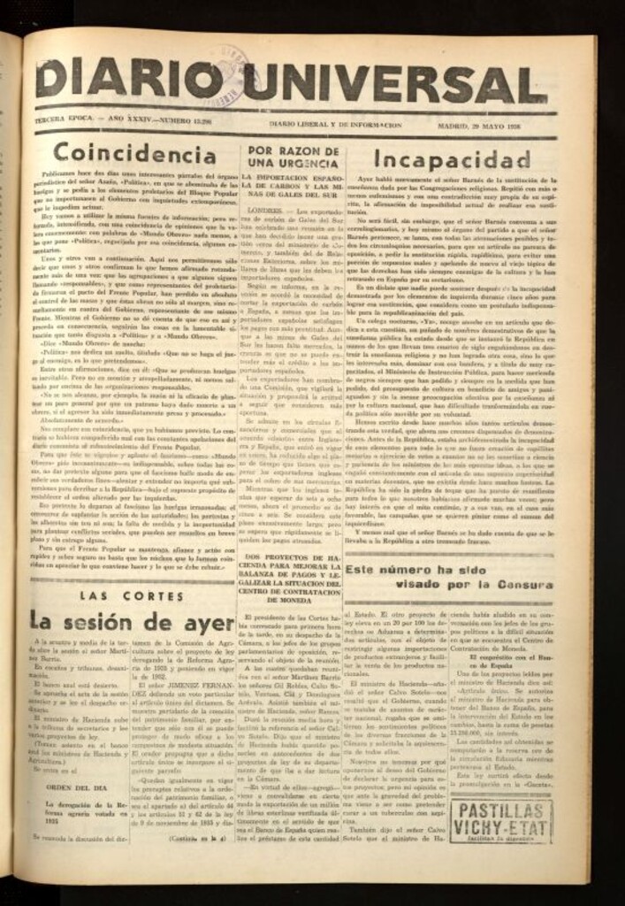 Miniatura de Diario Universal del 29 de mayo de 1936