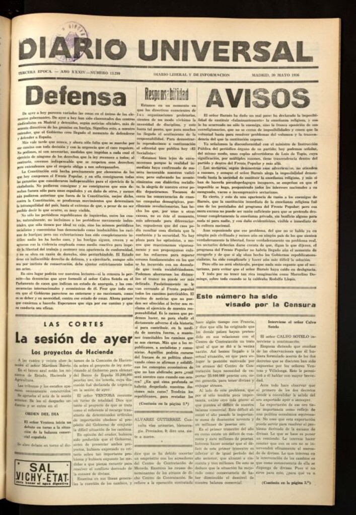 Miniatura de Diario Universal del 30 de mayo de 1936