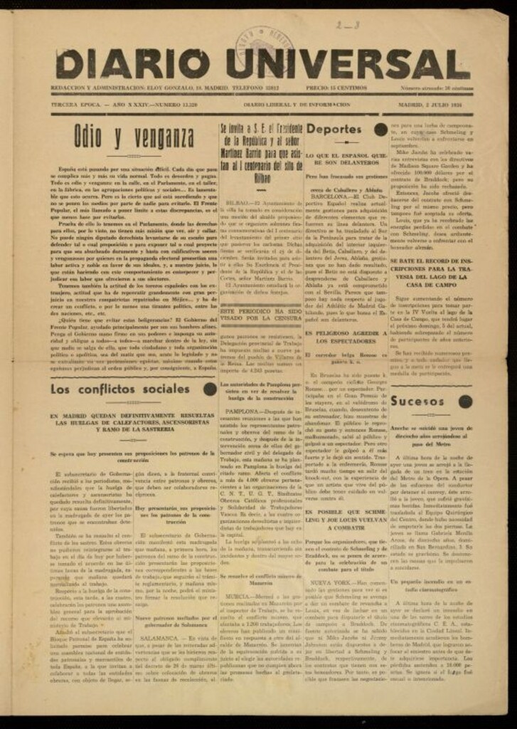 Miniatura de Diario Universal del 2 de julio de 1936