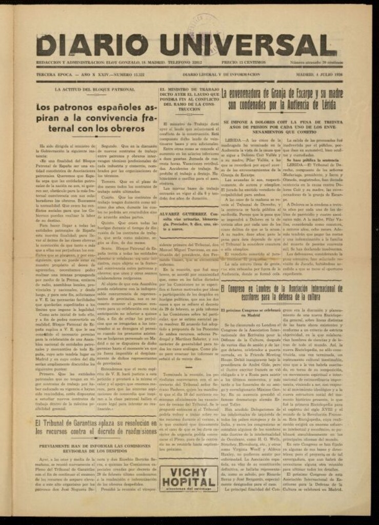 Miniatura de Diario Universal del 4 de julio de 1936