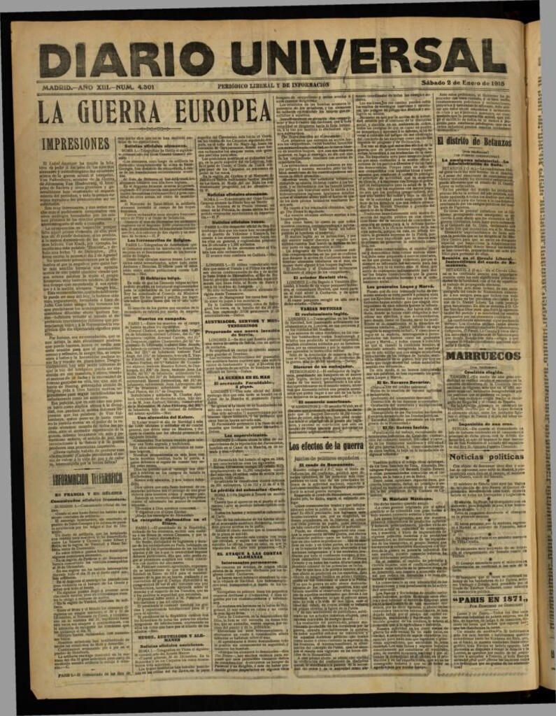 Miniatura de Diario Universal del 2 de enero de 1915