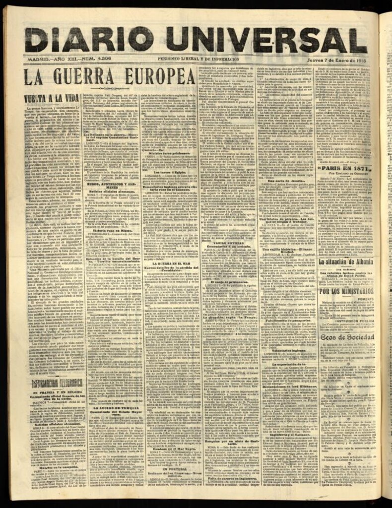 Miniatura de Diario Universal del 7 de enero de 1915