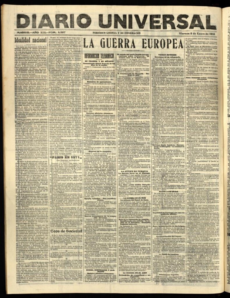 Miniatura de Diario Universal del 8 de enero de 1915